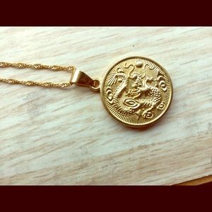 24k Dragon Medallion Necklace
